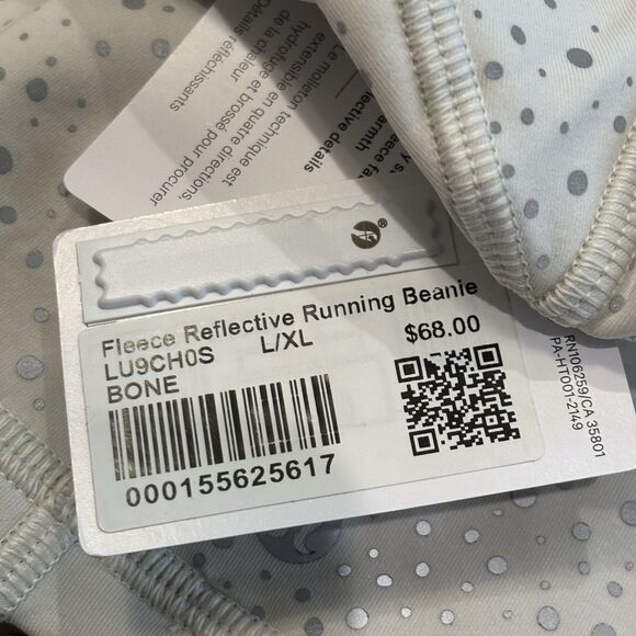 Lululemon Fleece Reflective Running Beanie Cap  Bone L XL NWT Athletic Winter - Picture 4 of 5